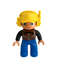 Lego Duplo dělník/pilot se žlutou kšiltovkou a sluchátky